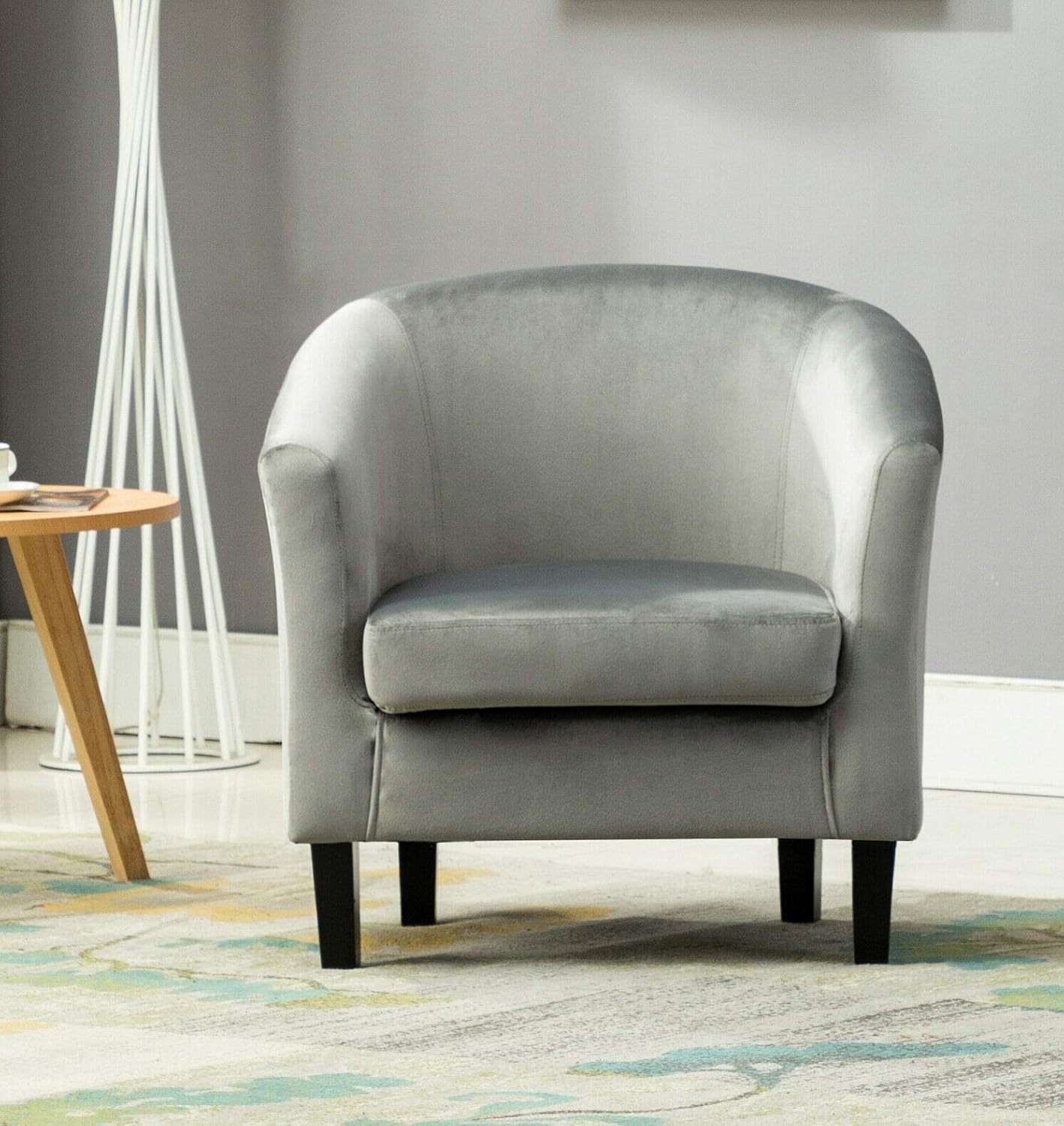 Armchair with Wood, Velvet Tub Chair Upholstered Club Chair - product gallery image 17