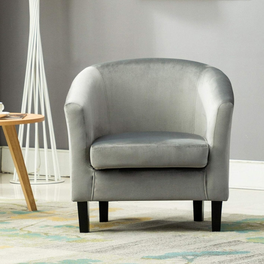 Armchair with Wood, Velvet Tub Chair Upholstered Club Chair - product gallery image 2