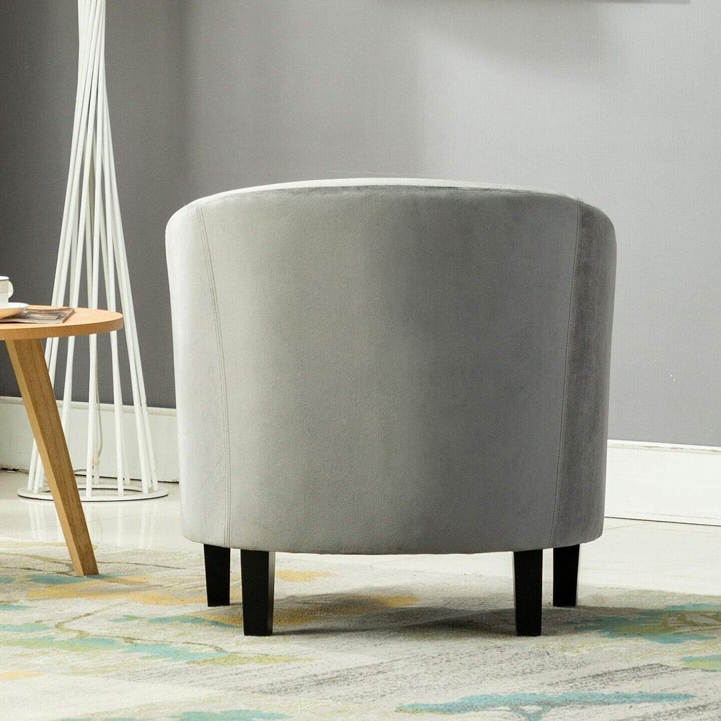 Armchair with Wood, Velvet Tub Chair Upholstered Club Chair - product gallery image 3