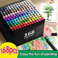 Art Marker Set with 168-Colour Oil-Based Dual Tip Adult Artists