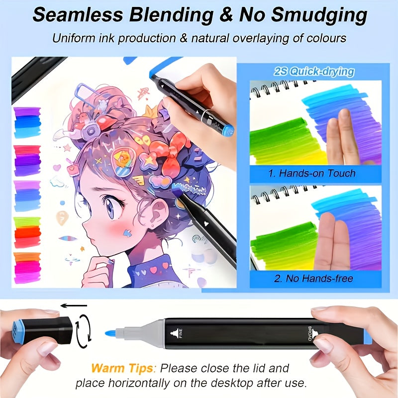 Art Marker Set with 178-Colour Dual-Tip Drawing Book Professional - product gallery image 7