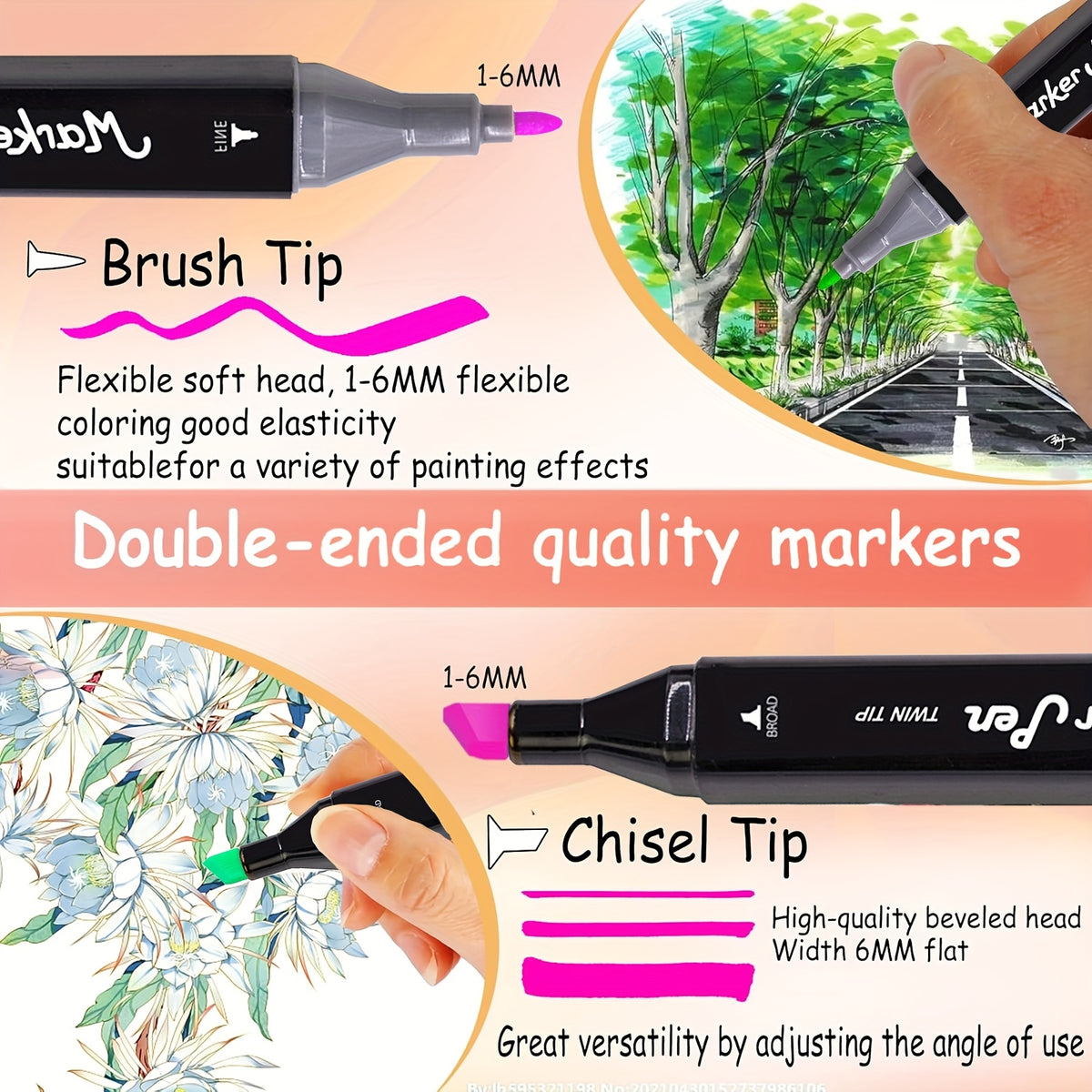 Art Marker with Kids Alcohol Markers 80/120/168 Colours Dual - product gallery image 4