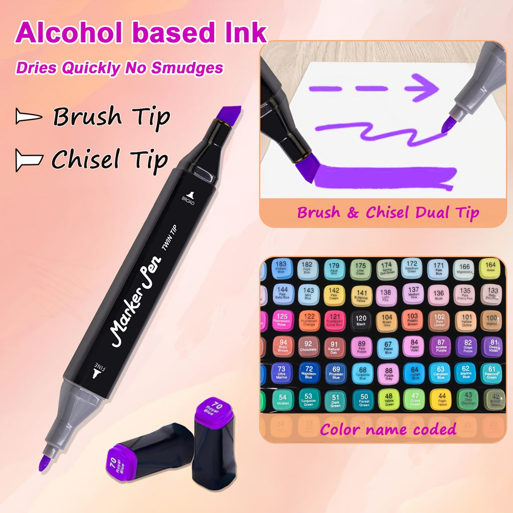 Art Marker with Kids Alcohol Markers 80/120/168 Colours Dual - product gallery image 6