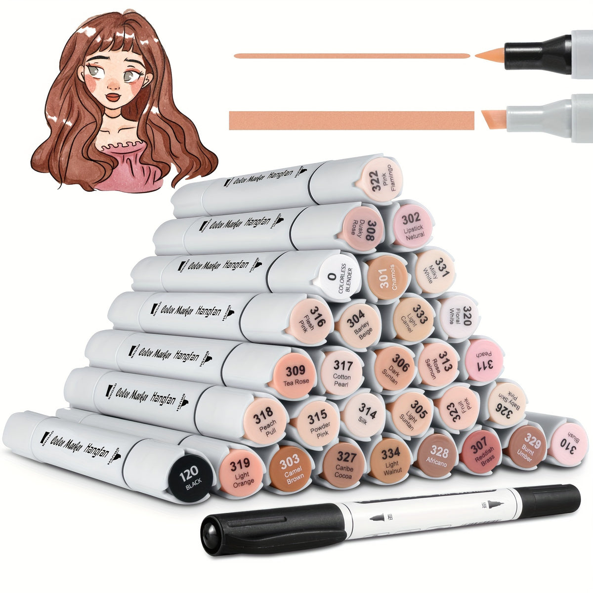Art Marker with Skin Tone Markers Colours Dual Tip - Light beige pencil option