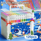 Art Supplie with Wood, 120 Colours Acrylic Paint Pens Soft Brush