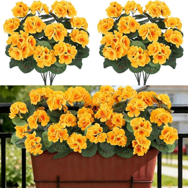 Artificial Flower with 36cm, Plastic, Geranium Flowers of UV-Resistant Silk Fake - Yellow option