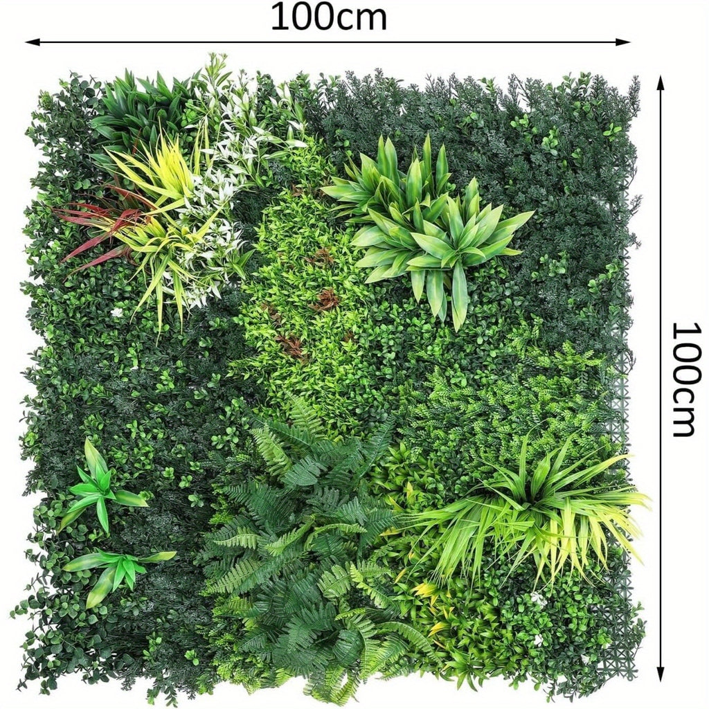 Artificial Hedge Panel with Waterproof, Plastic, Plant Wall 100x100cm UV Stable Green - product gallery image 2