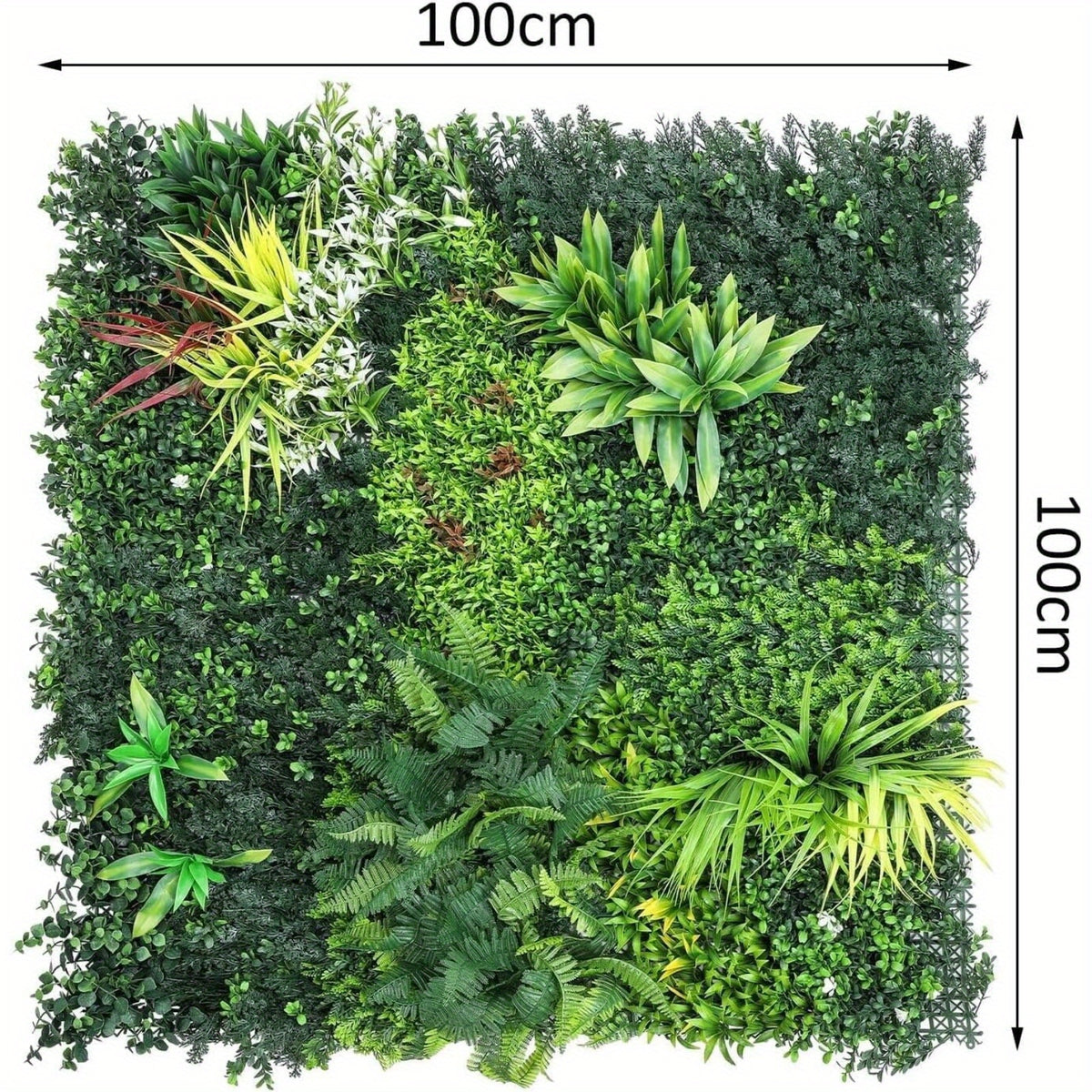 Artificial Hedge Panel with Waterproof, Plastic, Plant Wall 100x100cm UV Stable Green - product gallery image 2