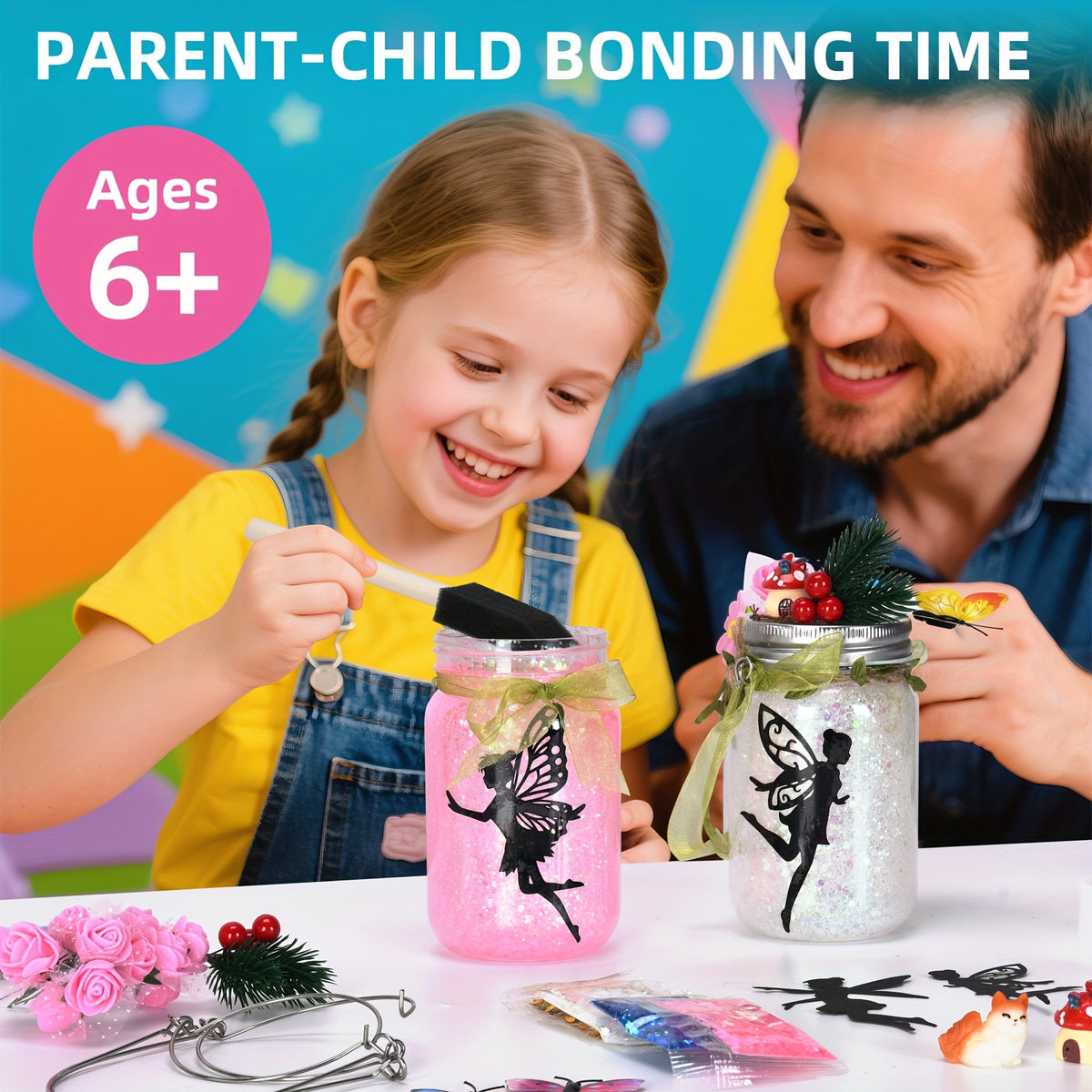 Arts and Crafts Kit with DIY Fairy Lantern, DIY Fairy Lantern Craft Kids Mason - product gallery image 5