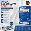 ATEK A4 Laminator Pouches 100 Pack with Waterproof, A4 LAMINATING POUCHES