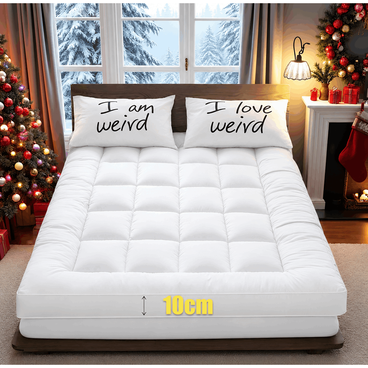 4As Mattress Topper 4 Inch/10cm 1100 GSM Heavy Fill Super Soft and Fluffy Hand Filled Single Double King Super King Box Stitched