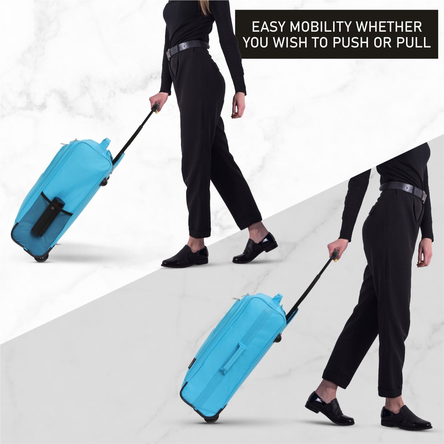 5 Cities 21” / 55cm Lightweight Carry On Travel Cabin Trolley Bag with Wheels, Cabin Approved Hand Luggage, 2 Year Warranty – Black