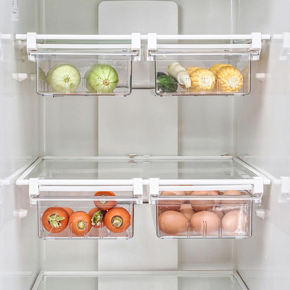 Fridge Organizer Unique Design Pull Out Drawer Bins Fridge Shelf Refrigerator Holder Storage Box Home Organizer, 30.5*20*9.5cm