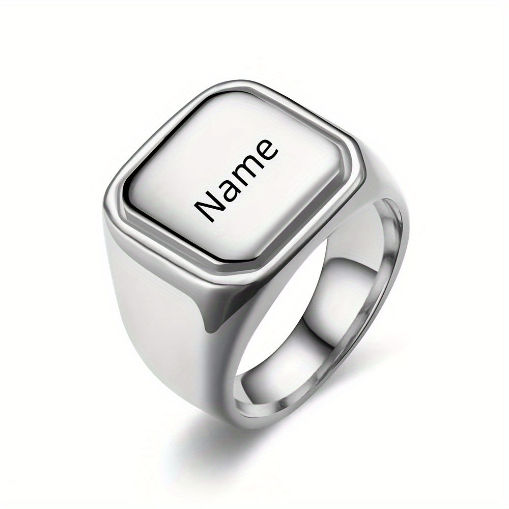 Custom Engraved Stainless Steel Ring, Personalized Engraving of Words, Letters, Names, Date, The Perfect Gift for Loved Ones on Valentine'S Day And Christmas, Graduation Season, Mother'S Day, Father'S Day