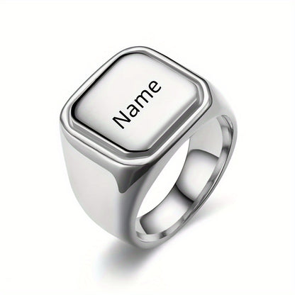Custom Engraved Stainless Steel Ring, Personalized Engraving of Words, Letters, Names, Date, The Perfect Gift for Loved Ones on Valentine'S Day And Christmas, Graduation Season, Mother'S Day, Father'S Day
