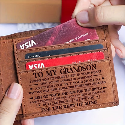 1pc, Original Men's Wallet Card Bag, Grandmother's Gift for Grandson, Creative Gift for Teenagers and Boys