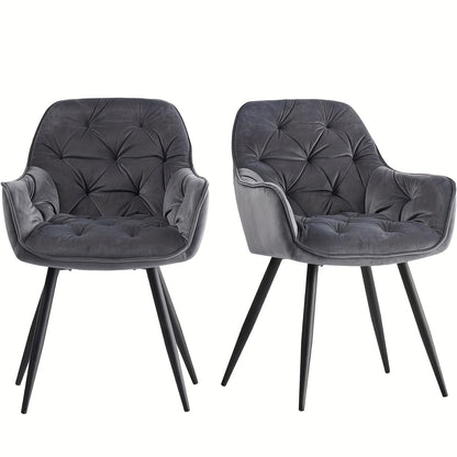 Dining Chairs with Velvet Thick Padded Upholstered Kitchen Tub Chair Armchair with Backrest Metal Legs Living Room Reception Leisure Chairs for Bedroom Lounge Office