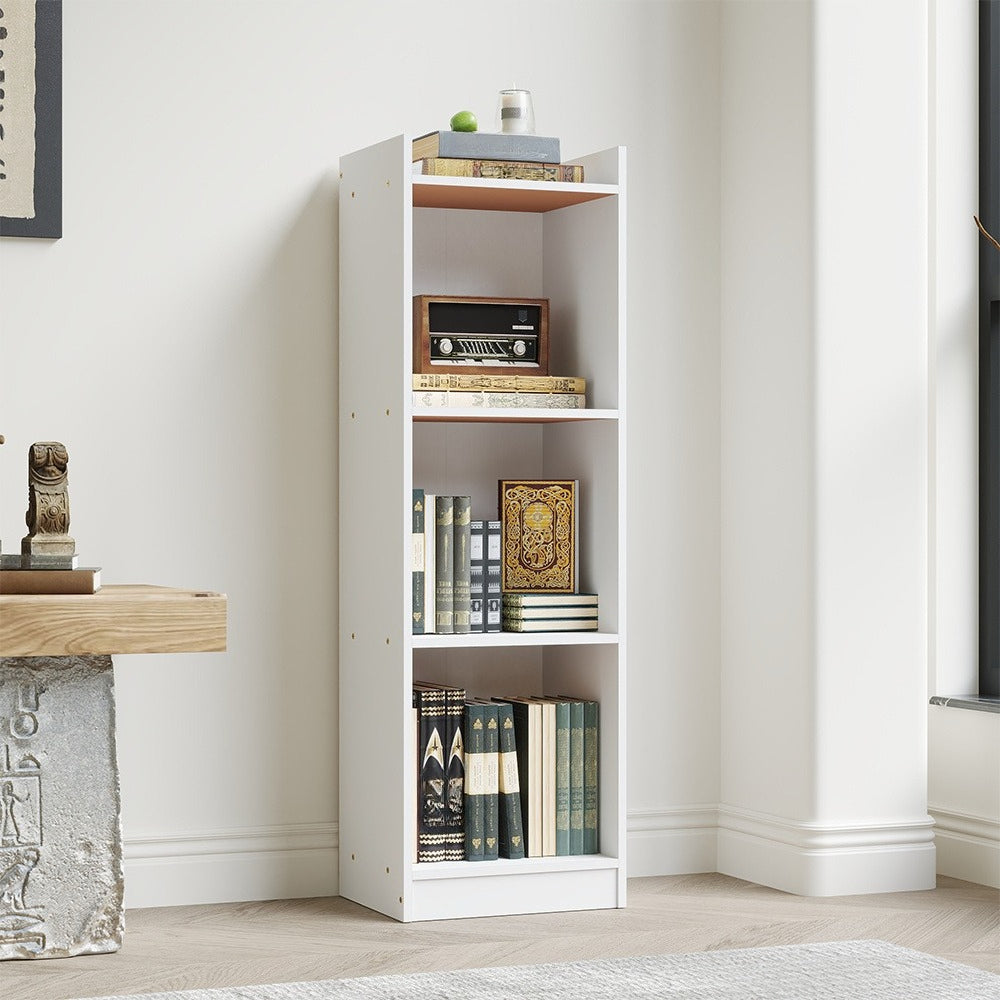2/3/4 Layers Tall Storage Unit Small Bookcase Wooden Storage Cabinets Book Shelf, Modern White Wooden Bookcase – Tall & Skinny Bookshelf Cube Shelves Storage Unit for Living Room, Bedroom, Hallway, Office, Entrance