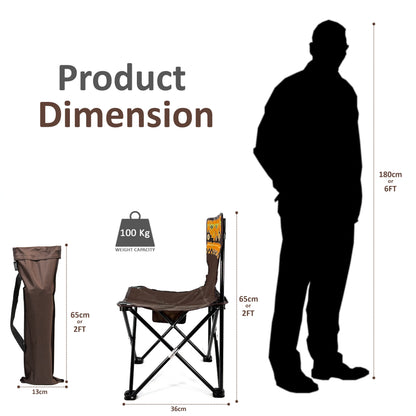 Folding Camping Chair, Compact, Heavy Duty, Portable, Lightweight & Foldable with Side Pocket, Picnic Chair for Fishing, Garden, Travel - Brown