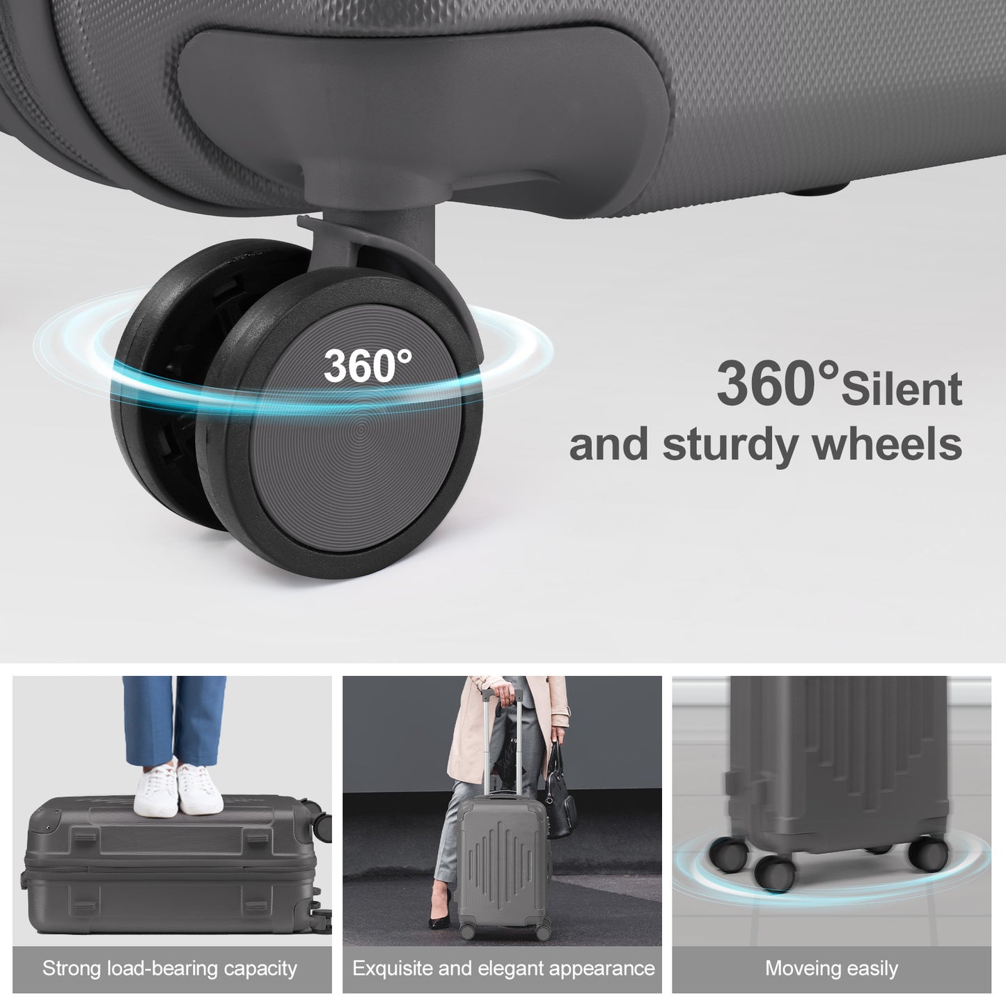 20/ 24/ 28 Inch Carry-On ABS Hard Shell Suitcase, 360° Spinner Wheels, TSA Lock, Lightweight Luggage for Travel