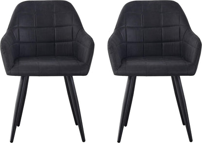 High Back Dining Chairs Set of 2 Faux Suede Padded Seat | Metal Legs Anti-Scratch Feet | UK Fire Safety Compliant | Home & Restaurant Use | 4 Colours | Adrian