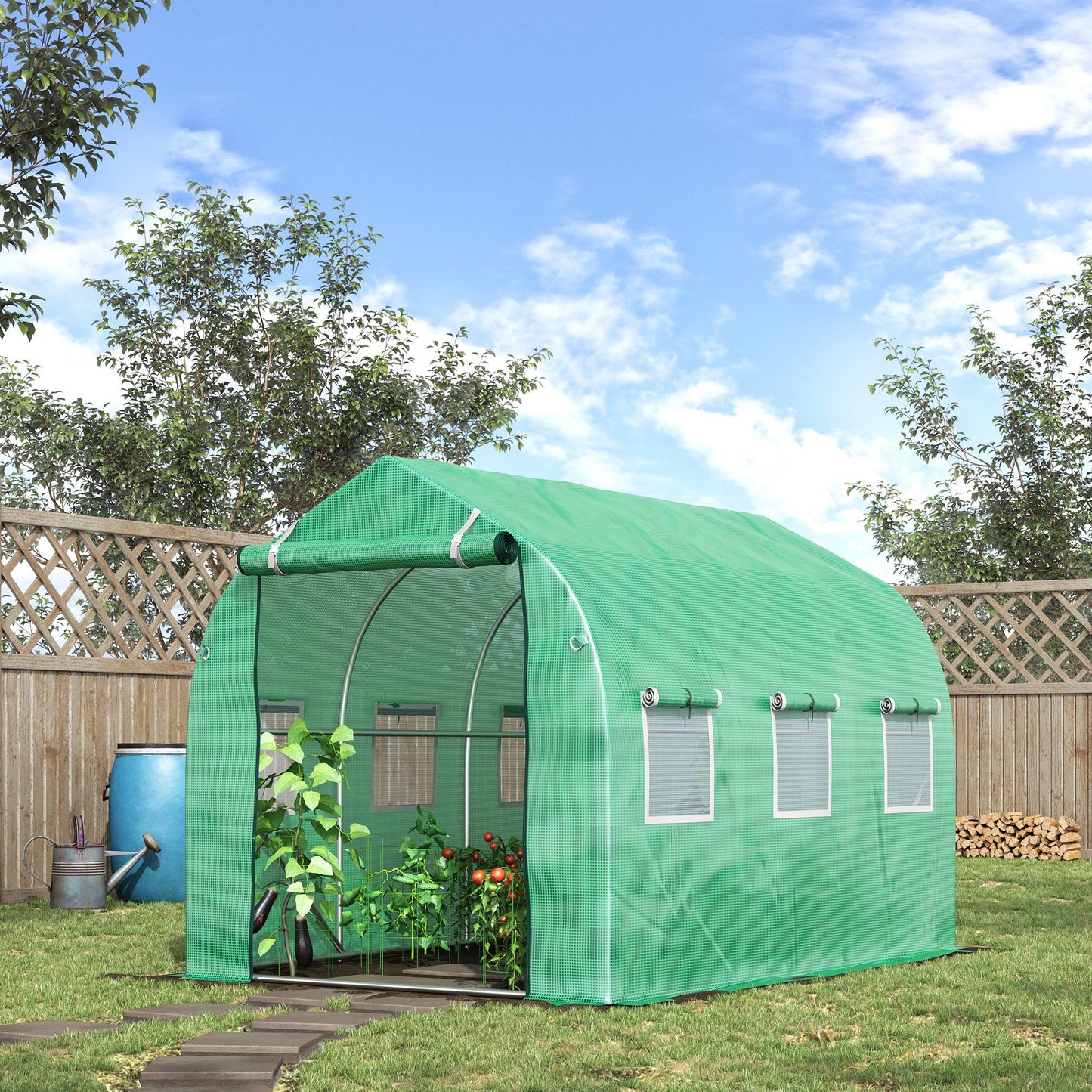 Polytunnel Greenhouse with Windows and Door, Walk in Greenhouse for Garden, Backyard (4 x 2 M)