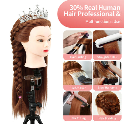 24"/28" Hairdressing Styling Mannequin Doll Salon Training Hair Clamp Professional