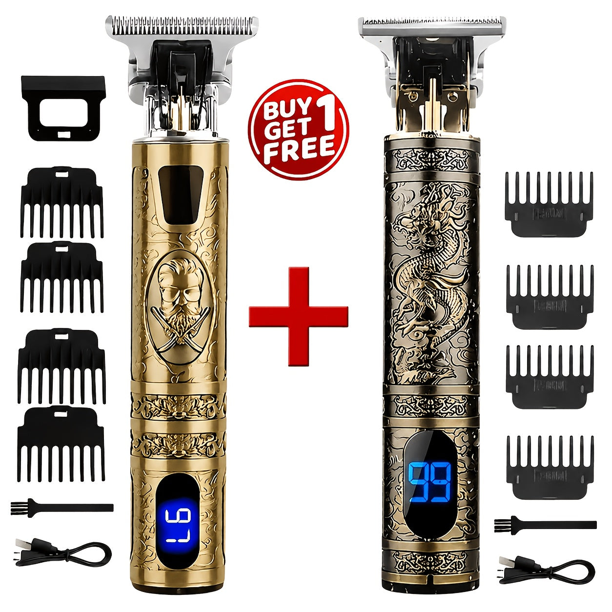 1/2pcs - Professional Cordless Men's Electric Shaver, Hair Clipper, Beard Trimmer, Set - USB Rechargeable, Precision Cutting, Durable Lithium Battery, Hair/beard Trimmer Set with Accessory Limit Comb, Suitable for All Styling Needs