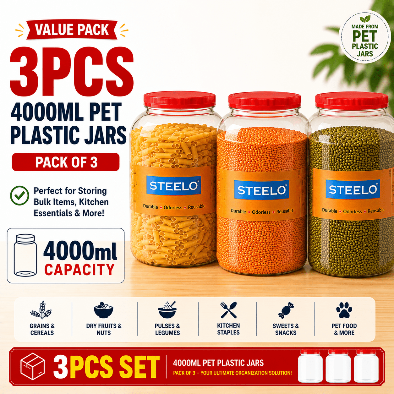 50ml/100ml/200ml/1000ml/1500ml/2000ml/2400ml/3000ml/4000ml/5000ml Plastic Jar with Lid - BPA-free Transparent Round Multi-purpose Container - Dishwasher Safe - Flip-top - Suitable for Lotions, Creams, Body Lotions, Clay, Cosmetics, Beads, Samples and Trav