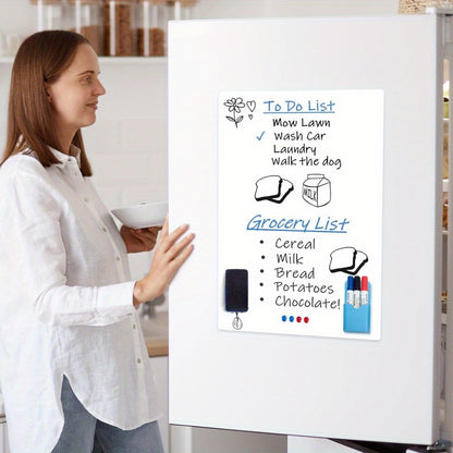 Youyijia Magnetic Whiteboard, White Board Sheet for Fridge, Easy to Write And Wipe Dry Erase Magnet Board, Ideal for Family Weekly Meal Planner, Shopping List, Office Notice (24X16)