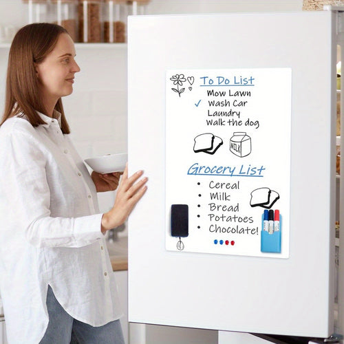 Youyijia Magnetic Whiteboard, White Board Sheet for Fridge, Easy to Write And Wipe Dry Erase Magnet Board, Ideal for Family Weekly Meal Planner, Shopping List, Office Notice (24X16)