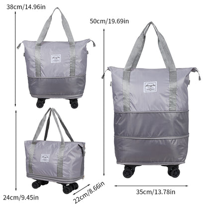 Travel Bag with Detachable Wheels, Expandable Duffel Bags for Women, Foldable Rolling Duffle Bag with Wheels, Carry on Luggage, Gift for Men Women Suitcases