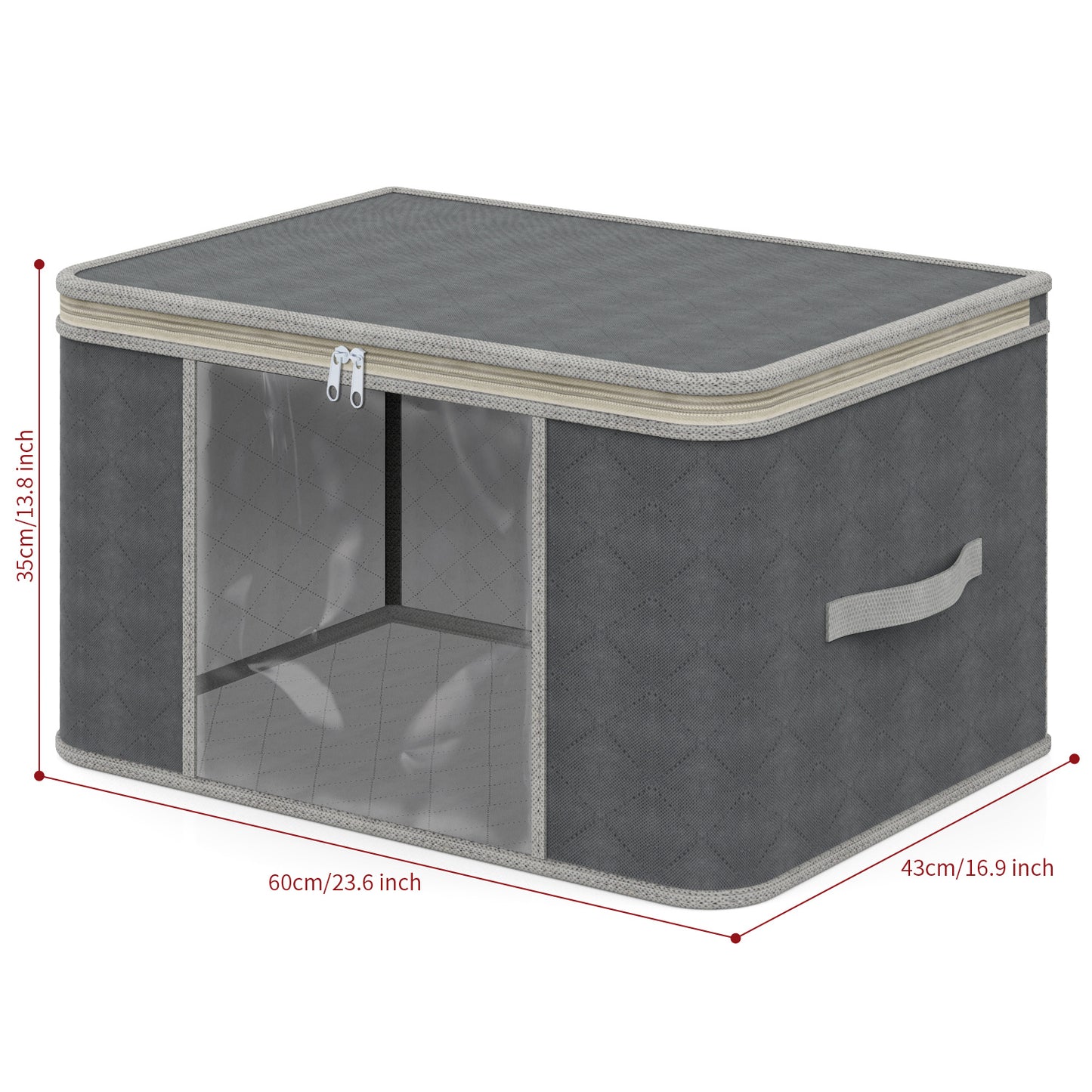 Vinsani 3pcs Deluxe Clothes Storage Bags Organizer Large Capacity Double Zipper, Moisture-Proof Big Clear Windows Perfect Space for Clothes, Beddings, Blankets and Duvet