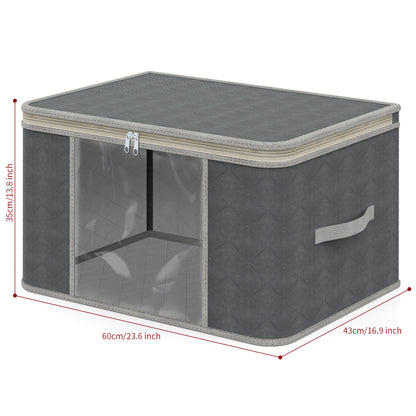 Vinsani 3pcs Deluxe Clothes Storage Bags Organizer Large Capacity Double Zipper, Moisture-Proof Big Clear Windows Perfect Space for Clothes, Beddings, Blankets and Duvet