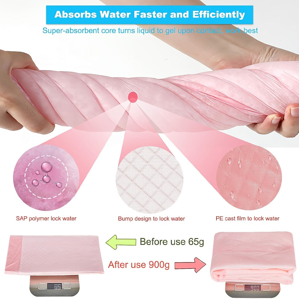 Puppy Training Pads, Enhanced Absorbent Plush Pee Pads Made From Non-Woven Fabric, for Dogs And Cats, Suitable for Large Breeds, 50 pcs, Pink