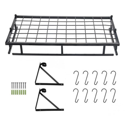 10-Hook Heavy Duty Metal Wall-Mounted Kitchen Organizer, Multifunctional Hanging Rack for Pots, Pans, and Cooking Utensils Storage, Space Saving Design for Small Kitchens