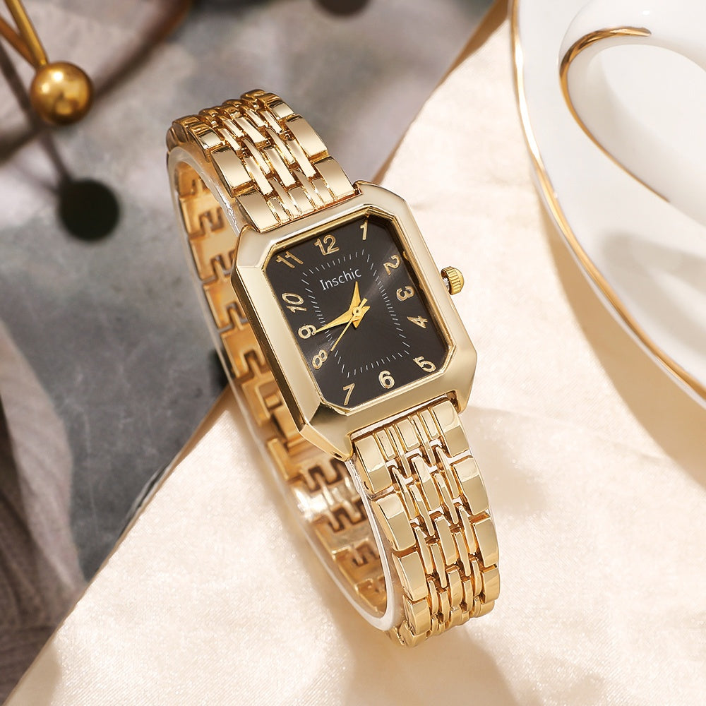6pcs Exquisite Charming Women'S Quartz Watches, Square Dials, Heart Pendant Jewelry Set, Best Choice for Women'S Gifts, Year-Round Wear, Suitable for Any Occasion Wear/Gifting