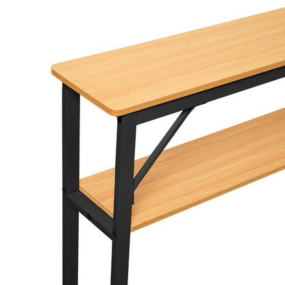 Space Efficient Side Table Single Double Tier Wall Mounted MDF Shelf with Metal Frame Multi Functional Narrow Table with Storage Hallway Bedroom Table 80x20cm Wood Black White Frame