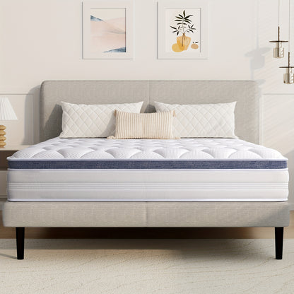 22/25cm Memory Foam Hybrid Mattress, Silent Innerspring & Pocket Springs for Cool-Sleep Comfort, Single,  Double, Double Sizes, Mattress In A Box