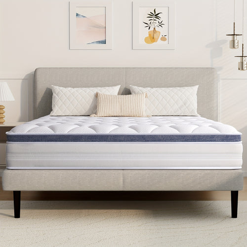 22/25cm Memory Foam Hybrid Mattress, Silent Innerspring & Pocket Springs for Cool-Sleep Comfort, Single,  Double, Double Sizes, Mattress In A Box