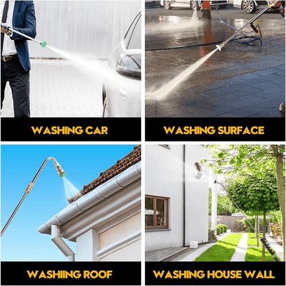 10pcs Stainless Steel Pressure Washer Extension Pole Set- Pressure Washer Extension Pole - 4000 PSI- 1/4In Quick Connect, 6 Nozzle Heads, 30?/90?/120? Elbow Pole for Roofs, Gutters, Ditches, Exterior Walls, Can Be Used to Clean Your Car