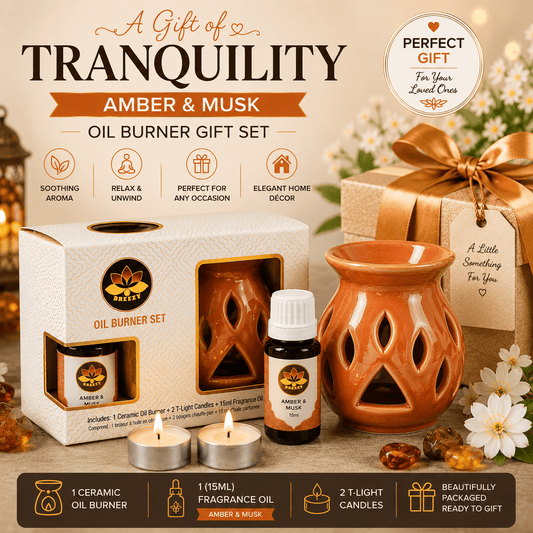 Ceramic Oil Burner Gift Set | 15ml oil free | Ready to Gift pack | Premium Gift option |