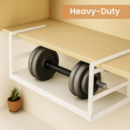 Expandable Under Cabinet Storage Shelf 45–63cm, Adjustable Metal Hanging Organizer Rack for Kitchen, Pantry & Bathroom