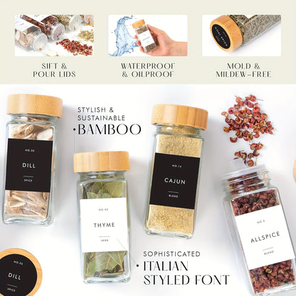 15/24pcs Spice Jars with Label Paper And Lid, 4oz, Spice Empty Bottles with Collapsible Funnel, Glass Condiment Containers, Storage Jars, Commercial Restaurant Kitchen Accessories, Kitchen Condiment Jars