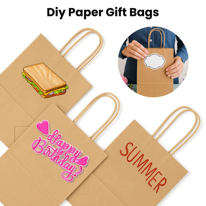 100-Pack Kraft Paper Bags with Handles – Ideal for Gift Wrapping, Parties, Holiday Celebrations & Retail Use