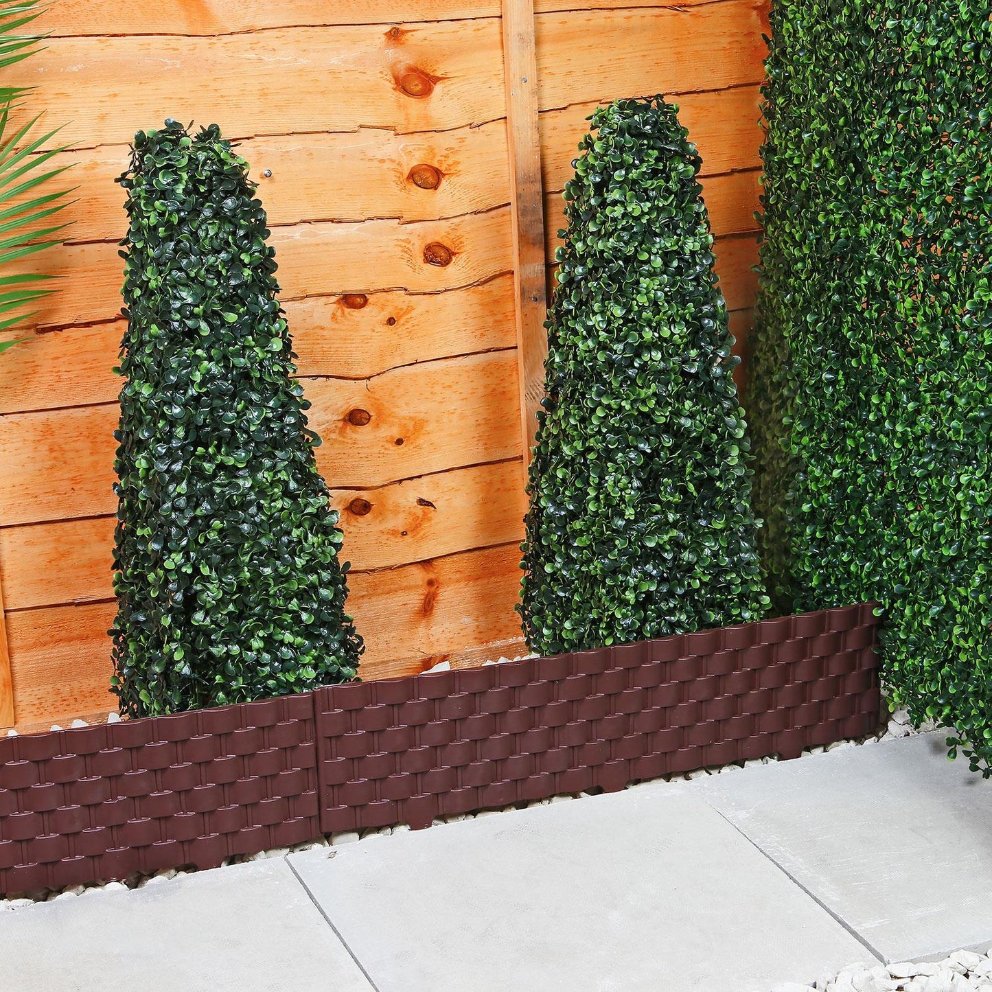 Garden Fencing Set, 4pcs Faux Rattan Effect Plastic Edging, Durable and Weather-Resistant Border for Lawn, Flowerbed, Patio, Driveway, Landscaping Decoration, Easy-to-Install Garden Edging Panels, Decorative Outdoor Fence for Lawn Protection, 2.38m Covera
