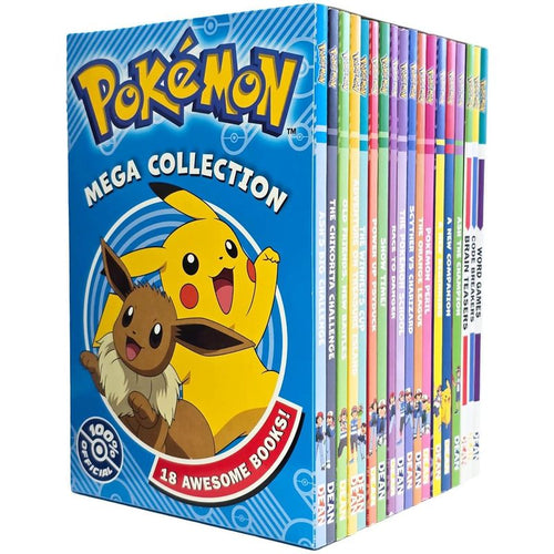 Pokemon Mega Collection 18 Books Box Set (Word Games, Code Breakers, Brain Teasers, Ash The Champion, A New Companion, A New Beginning, Pokemon Peril, The Orange League, Show Time! & 9 more...)