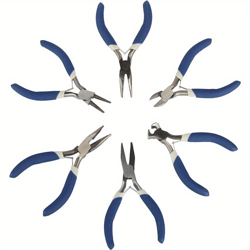 Jewellery Making Pliers Set 9 Piece Carbon Steel Tool Kit with Zipper Case Round Nose Long Nose Bent Nose Flat Nose Diagonal Cutters Scissors Tweezers Ruler for Beading Necklace Craft