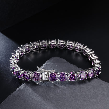 1pc 8mm Purple Tennis Chain Wedding Anniversary Concert Daily Bracelet Accessories Men's and Women's Thanksgiving Christmas Father's Day Holiday Gift Everyday Gift