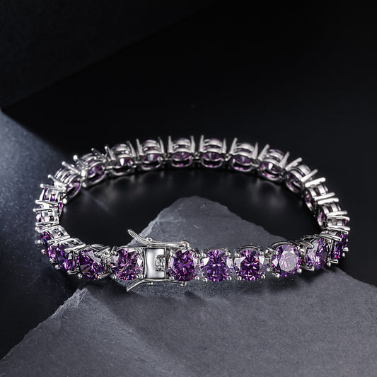 1pc 8mm Purple Tennis Chain Wedding Anniversary Concert Daily Bracelet Accessories Men's and Women's Thanksgiving Christmas Father's Day Holiday Gift Everyday Gift